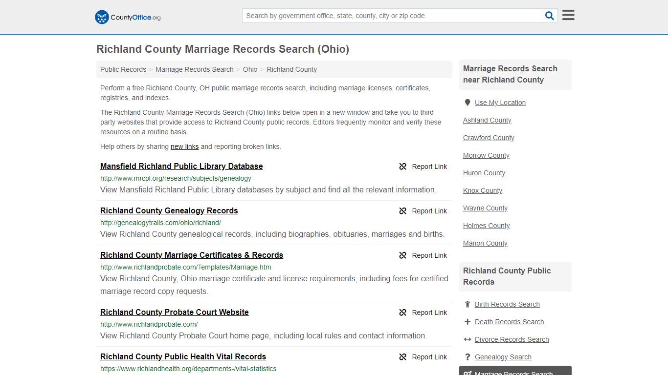 Marriage Records Search - Richland County, OH (Marriage ...